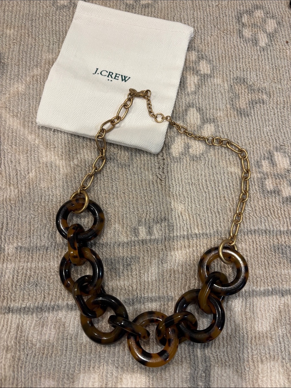J. Crew Brown and Gold Tortoiseshell Link Necklace